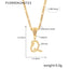 18K Gold Plated Titanium Steel Cursive Letter Pendant Necklace with Zircon Accents