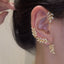 Women's Geometric Leaf Rhinestone Clip & Cuff Earrings