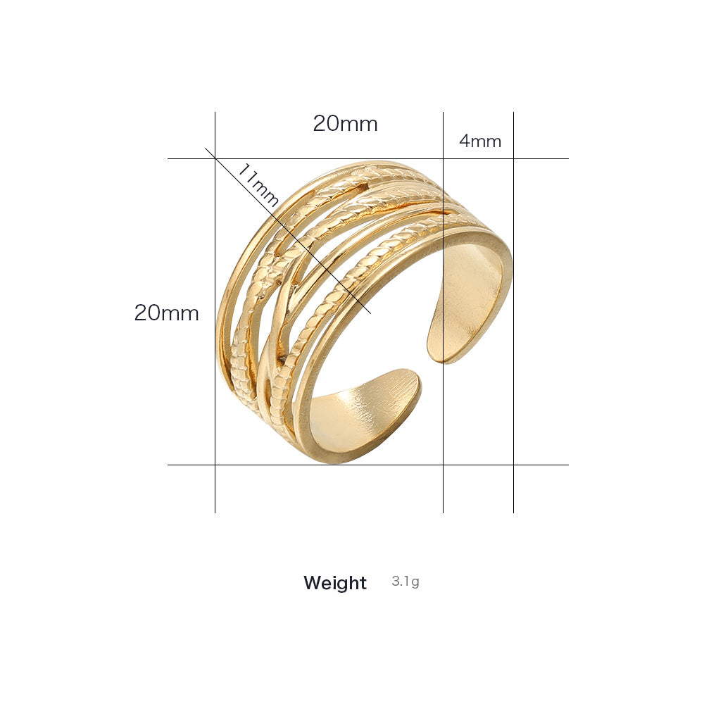 Fashion Geometric Open Adjustable Titanium Steel Ring