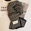 Women's Classic Houndstooth Knit Scarf - Stylish and Warm Reversible Design