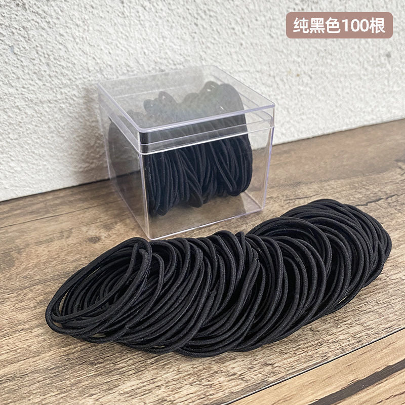 Women's Solid Color Nylon Hair Ties - Box of 50 Durable Elastic Hair Bands