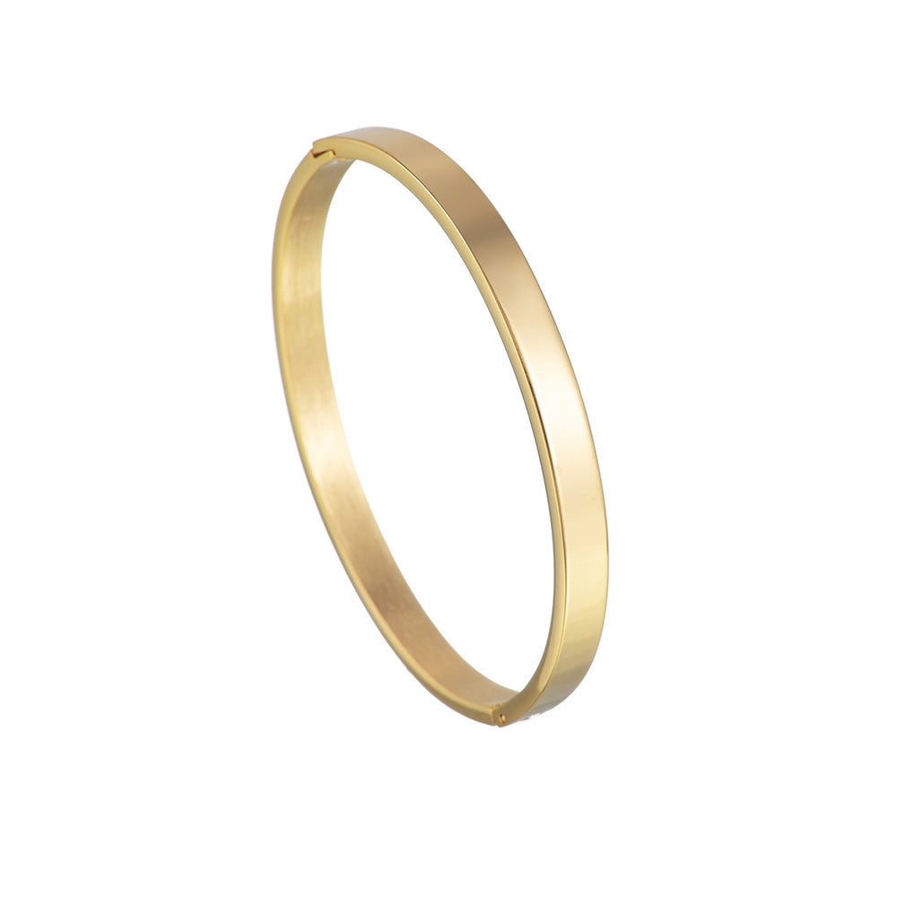 Minimalist Geometric Stainless Steel Bangle Bracelet - Gold Plated Couple Design