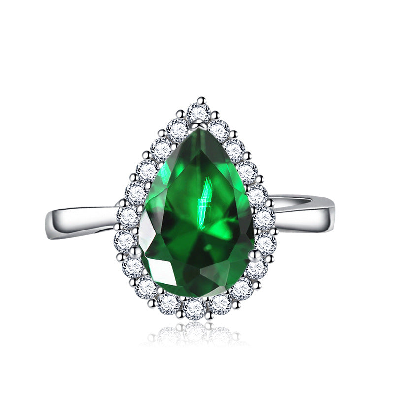 Emerald Green Tourmaline & Multicolor Gemstone Open Ring