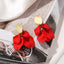 Elegant Petal Alloy Dangling Earrings - Vintage Red Blue Leaf Design