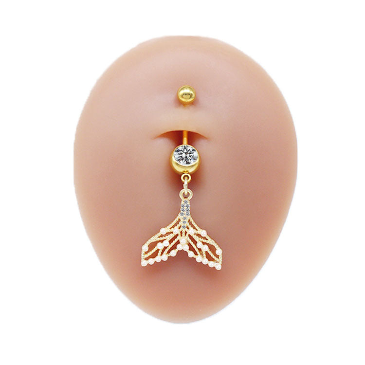 Sunflower Starry Sky Zircon Moon Belly Ring - Stainless Steel & Gold Plated Navel Jewelry