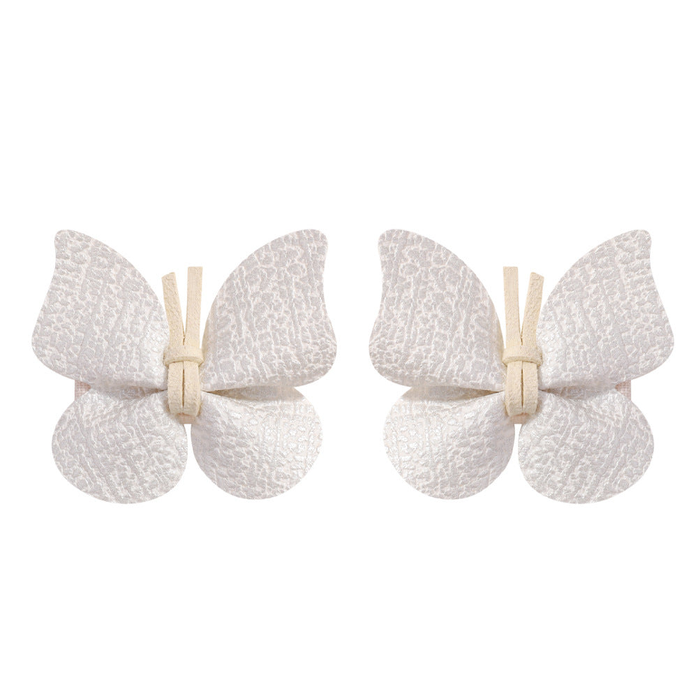 Retro Butterfly PU Leather Hair Clip - Handmade Luxury Hairpin and Baby Headwear