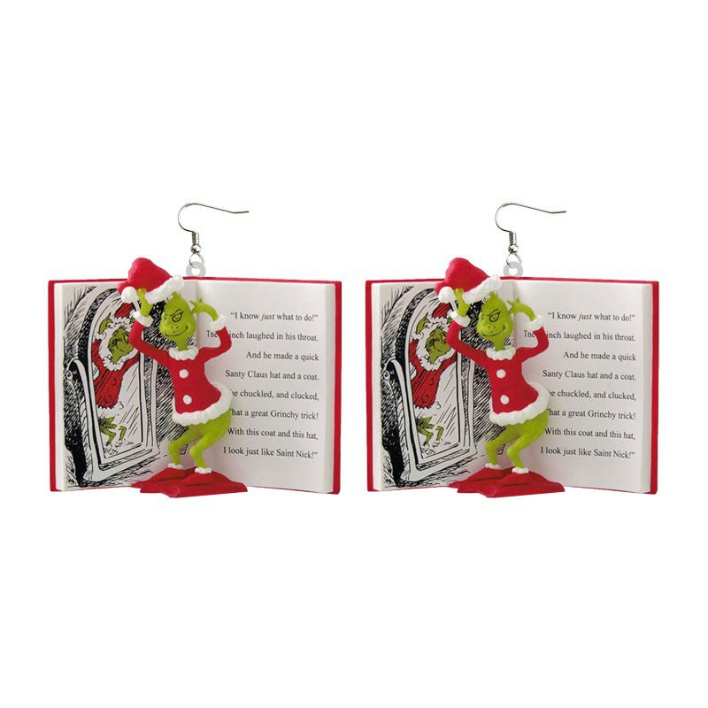 Cartoon Character Grinch Christmas Acrylic Drop Earrings