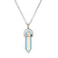 Ethnic Geometric Stainless Steel Natural Stone Crystal Pendant Necklace