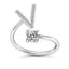 Fashion Adjustable Silver Zircon Letter Ring