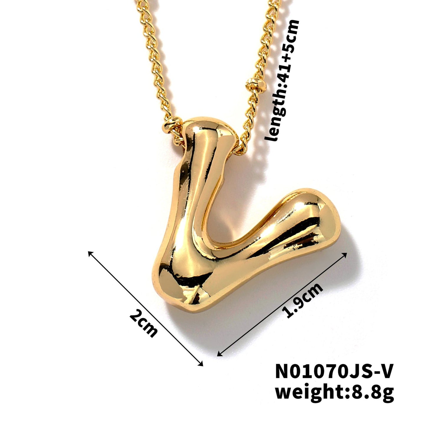 304 Stainless Steel Gold Plated Alphabet Pendant Necklace