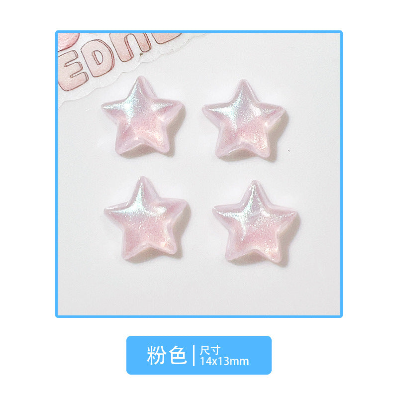 10 PCS/Package 14*13MM Iridescent Star Resin DIY Accessories for Phone Cases and Bracelets