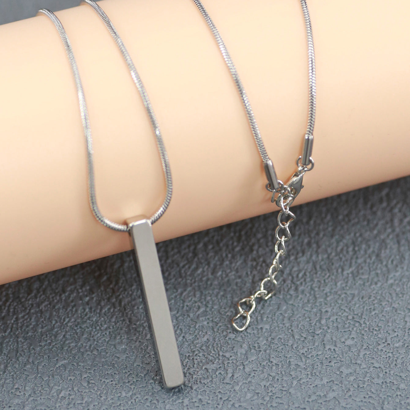 Three-Dimensional Pillar Stainless Steel Pendant Necklace