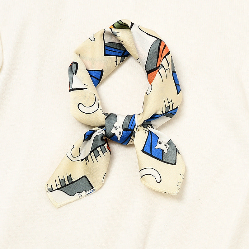 Square Silk Scarf Women's Retro Autumn Winter Fashion Accessory