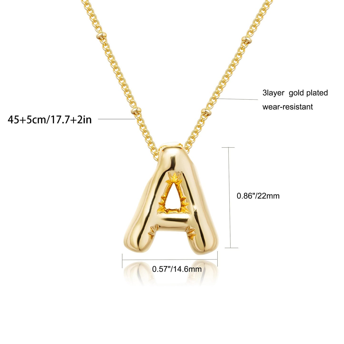 14k Gold Plated Alloy Letter Pendant Necklace