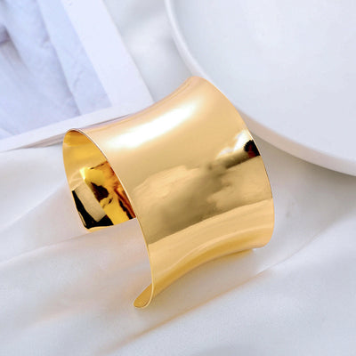 Fashion Solid Color Metal Plated Wide Cuff Bracelet for Women