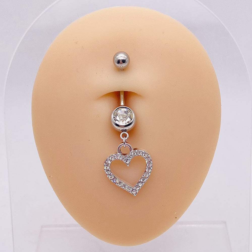 Streetwear Heart Butterfly Stainless Steel Belly Ring Pendant