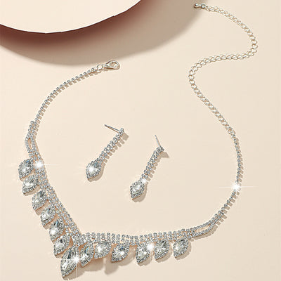 Wholesale Crystal Titanium Steel Necklace and Earring Set for Weddings and Parties