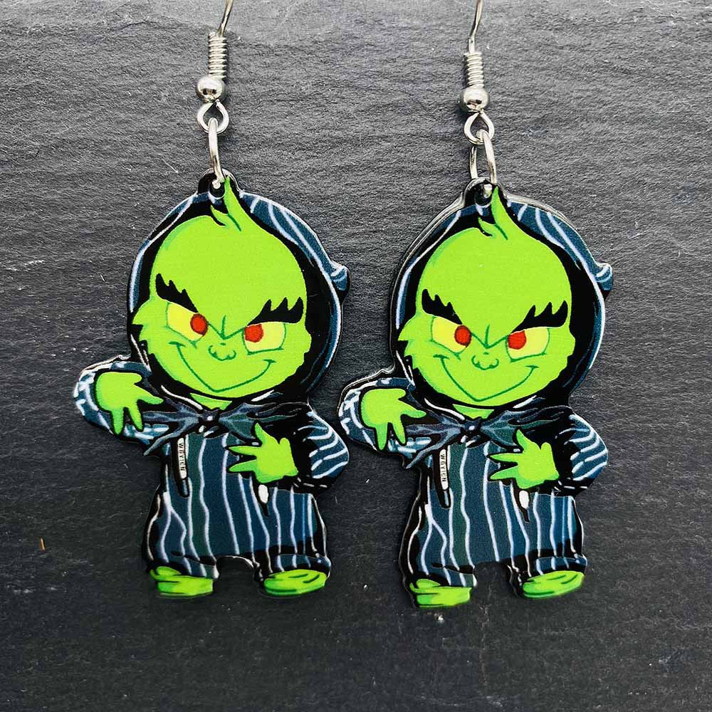 Acrylic Halloween Cartoon Ghost Asymmetric Drop Earrings for Women