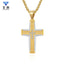 Hip-Hop Retro Cross Zircon Inlay Titanium Steel Men's Pendant Necklace with Tire Tread Design