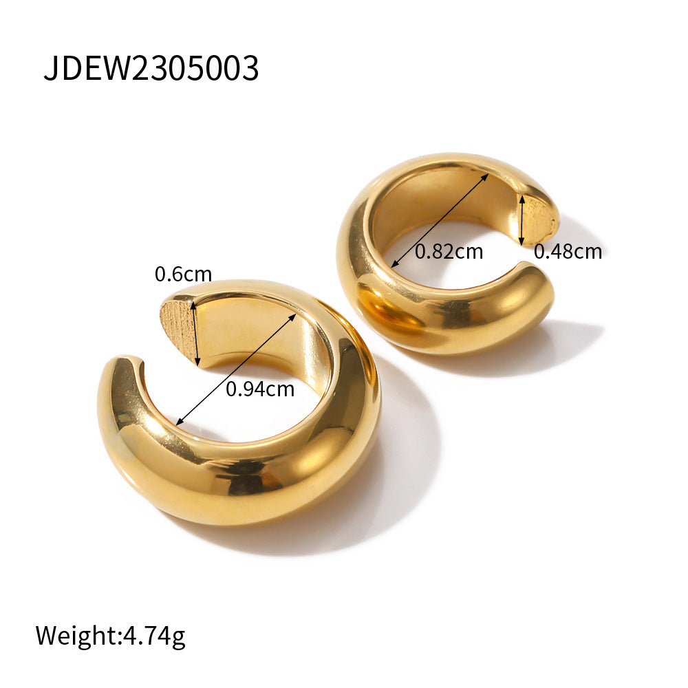 1 Pair Vacation Simple Style IG Style C Shape Solid Color Asymmetrical 304 Stainless Steel 18K Gold Plated Ear Cuffs