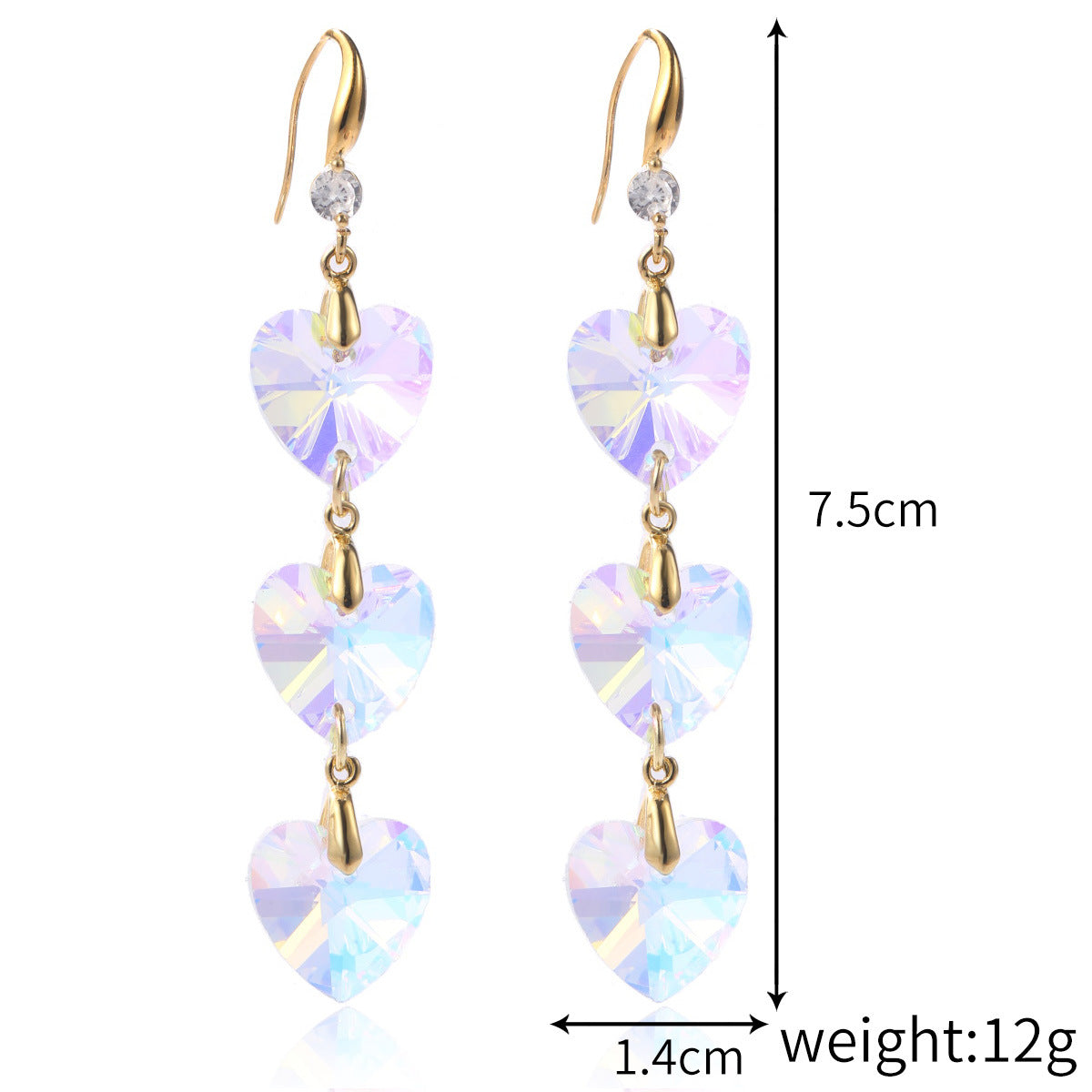 Elegant Austrian Crystal Water Drop Heart Earrings for Women