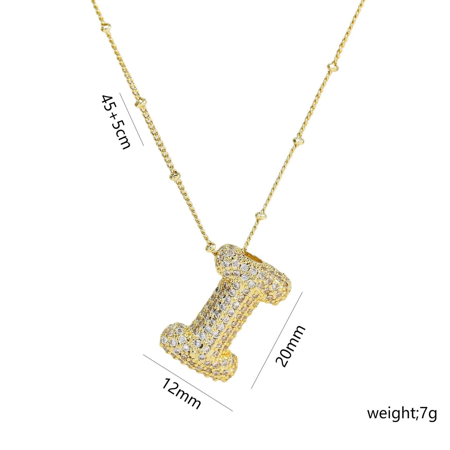 Korean Style Gold Plated Zircon Letter Pendant Necklace