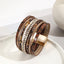 Simple Style Color Block PU Leather Rhinestone Bangle and Snakeskin Beaded Magnetic Clasp Bracelet for Women