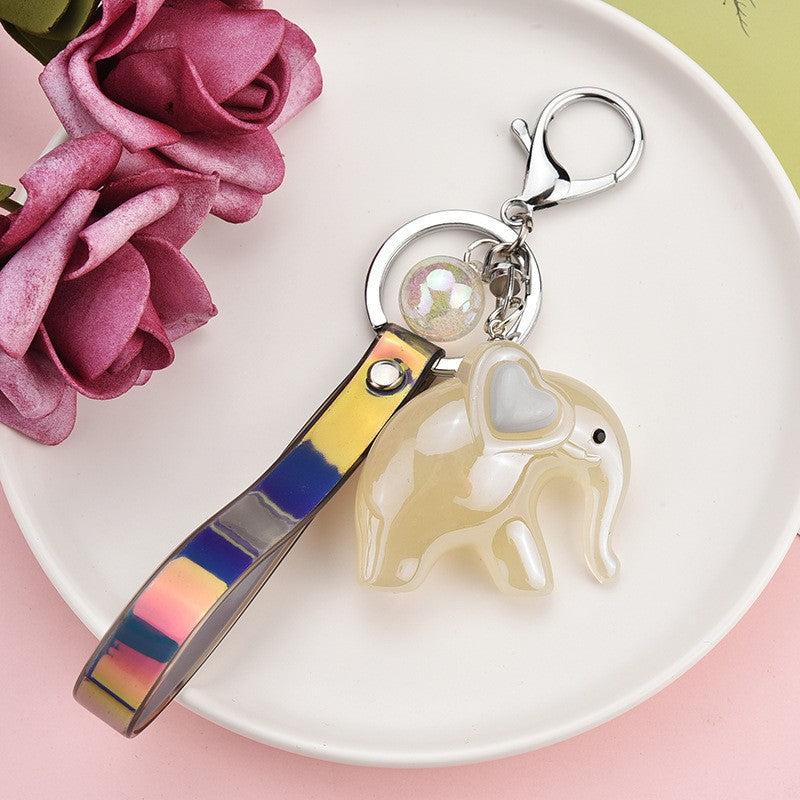 Acrylic Cartoon Elephant Keychain Pendant for Women's Bag