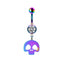 Colorful Floral & Animal Stainless Steel Belly Ring Set with Rhinestones