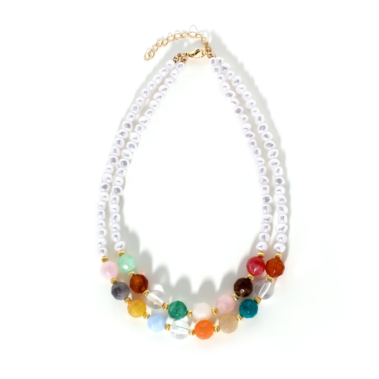 Vacation Beach Bohemian Resin and Pearl Beaded Necklace