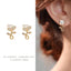 1 Pair Vintage Leaf Flower Bow Knot Pearl Zircon Clip-On Earrings