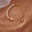 Simple Style Roman Heart Pearl Stainless Steel Bracelet