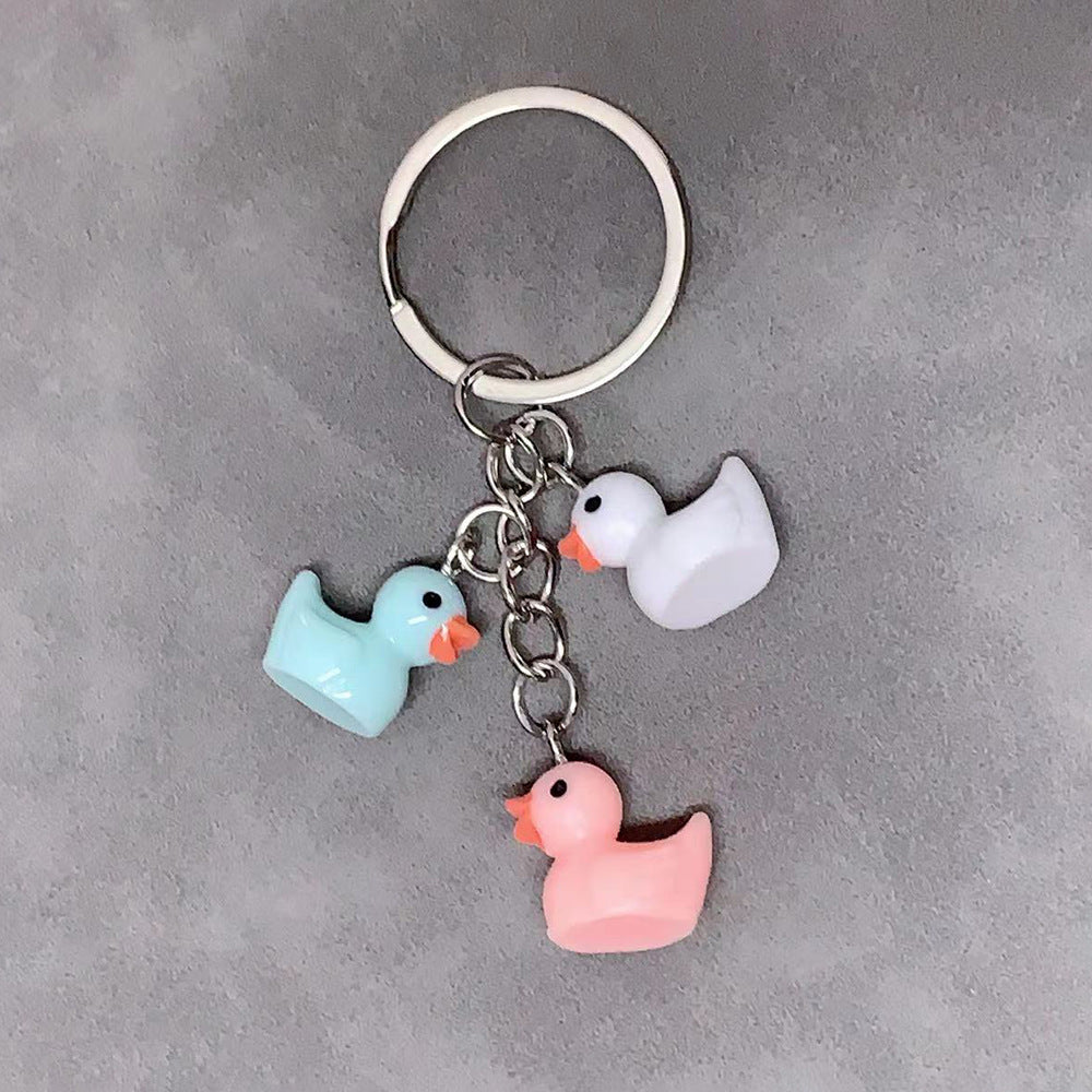 Cute Yellow Duck Resin Keychain Pendant Accessory