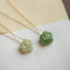 Elegant Jade Flower Pendant Necklace in Sterling Silver Plating