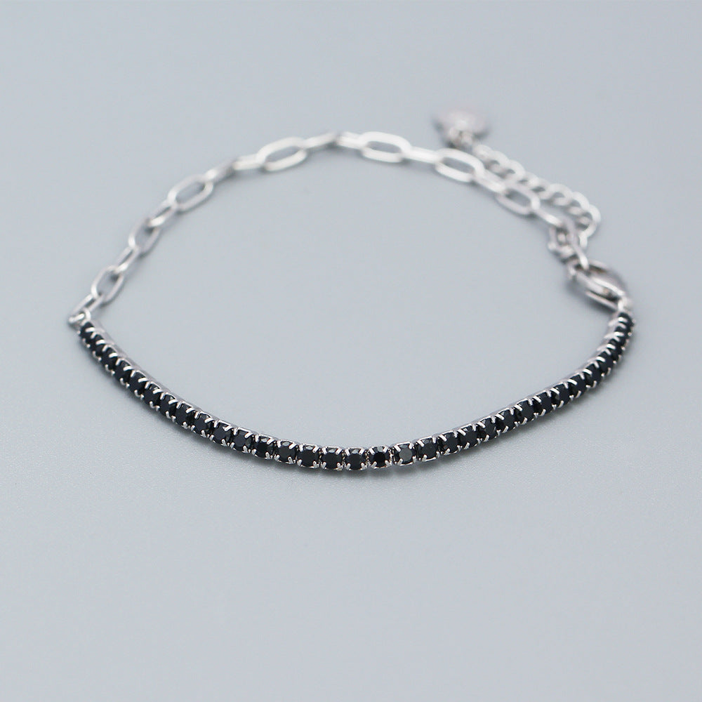 Geometric Heart Zircon Sterling Silver Bracelet for Women