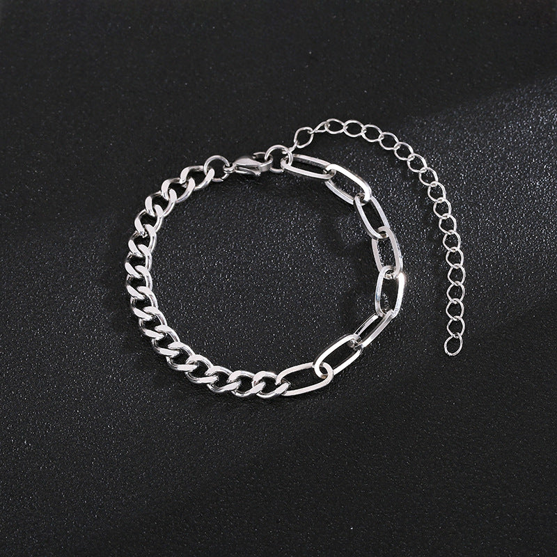 European And American New Fashion Simple Grinding Cross Stainless Steel Chain Bracelet Men And Women Jewelry Wholesale Foreign Trade Exclusive