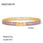 18k Gold Plated Geometric Stainless Steel Bracelet with Colorful Zircon Inlay