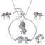 Cartoon Unicorn Zircon Kid's Jewelry Set - Necklace, Bracelet, Earrings, and Ring