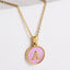 Valentine's Day Round Pendant Shell Initial Necklace