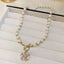 Elegant Women's Pearl Flower Choker Necklace