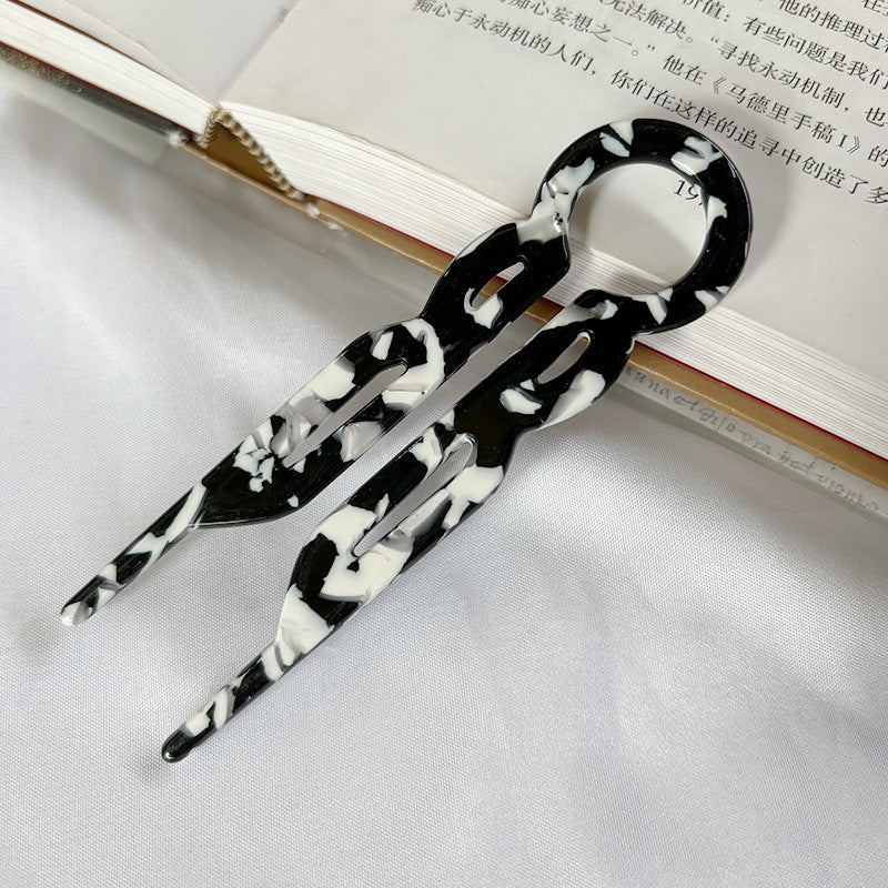 Women's Chinoiserie U-Shape Acetate Hairpin for Hanfu and Casual Styles