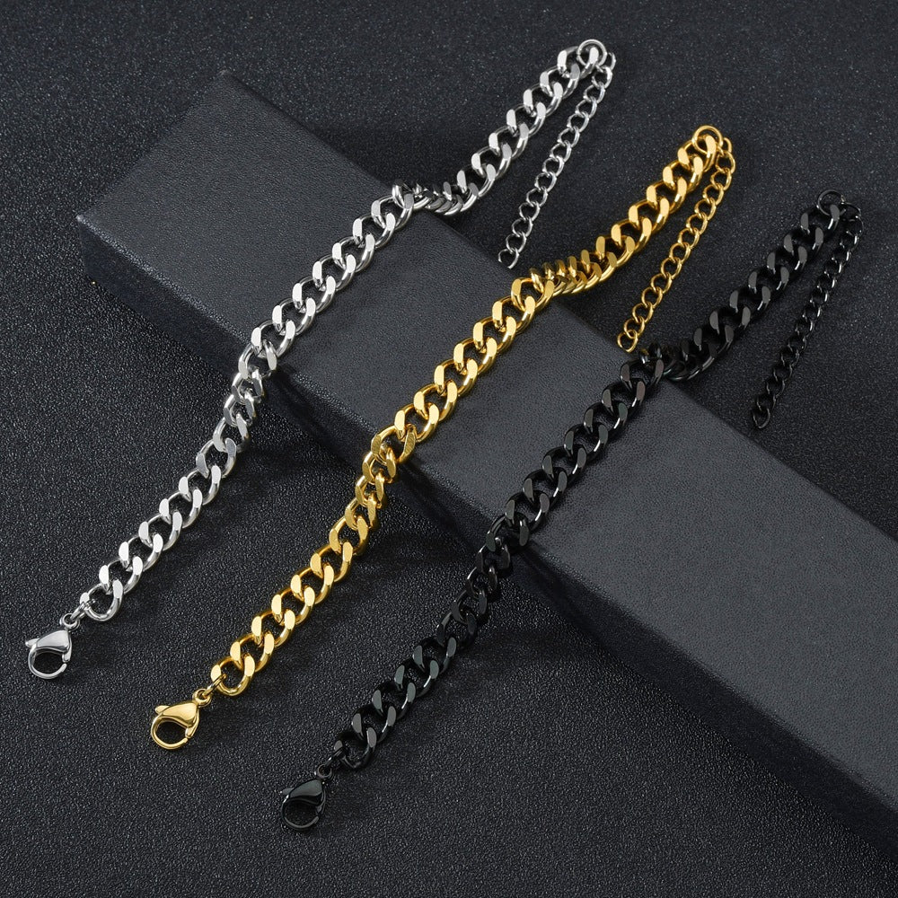 18K Gold Plated Unisex Cuban Chain Titanium Steel Bracelet