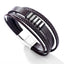 Wholesale Hip-Hop Oval Stainless Steel Pu Leather Alloy Bangle