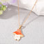 Cute Cartoon Mushroom Enamel Pendant Necklace