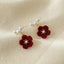 Fairy Style Asymmetrical Butterfly Tassel Earrings with Red Zircon and Artificial Pearls