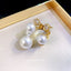 Elegant Geometric 14K Gold Plated Open Ring with Artificial Pearls and Rhinestones