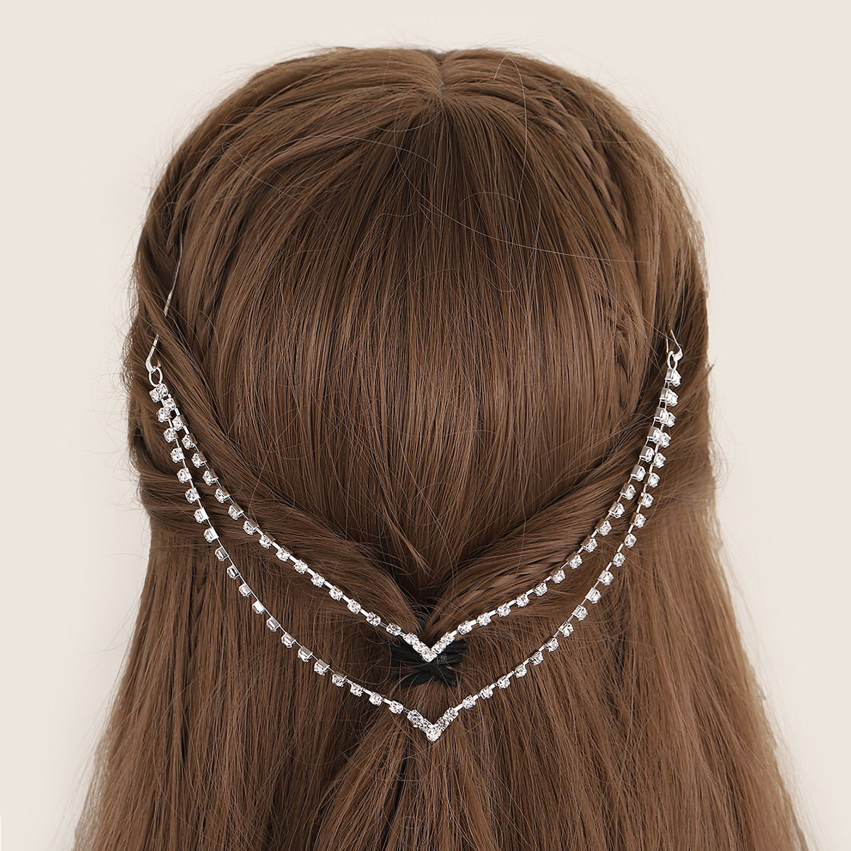 Elegant Rhinestone Tassel Bridal Hair Chain Accessory