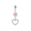 Heart Shape Zircon Inlay Stainless Steel Belly Ring Set