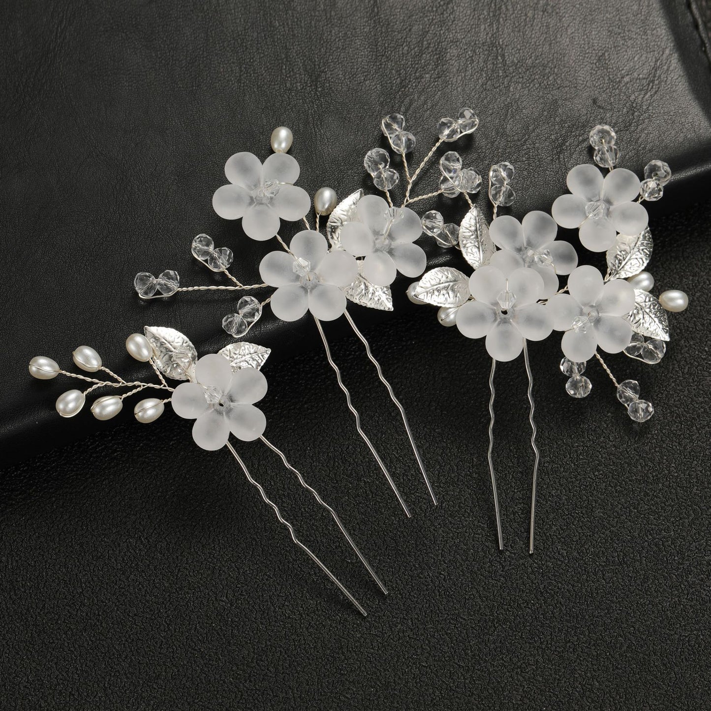 Floral Alloy Hairpin Set - U-Shaped Bridal Wedding Tiara Headwear