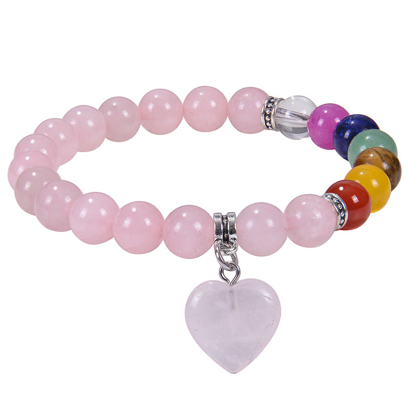 Elegant Heart Shape Natural Stone Beaded Bracelet for Women